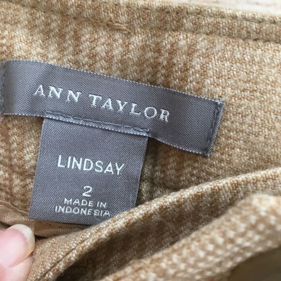ANN‎ TAYLOR LINDSAY WIDE LEG CUFFED PANTS IN PLAID WOOL - Picture 4 of 8